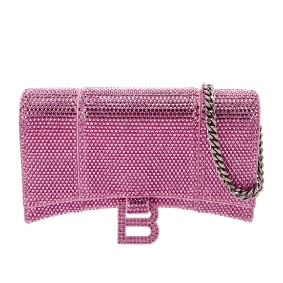 Balenciaga Hourglass Pink Crystal Embellished Crossbody Bag - Picture 15 of 16